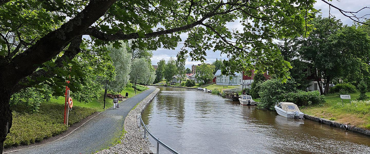 Kesäinen jokimaisema